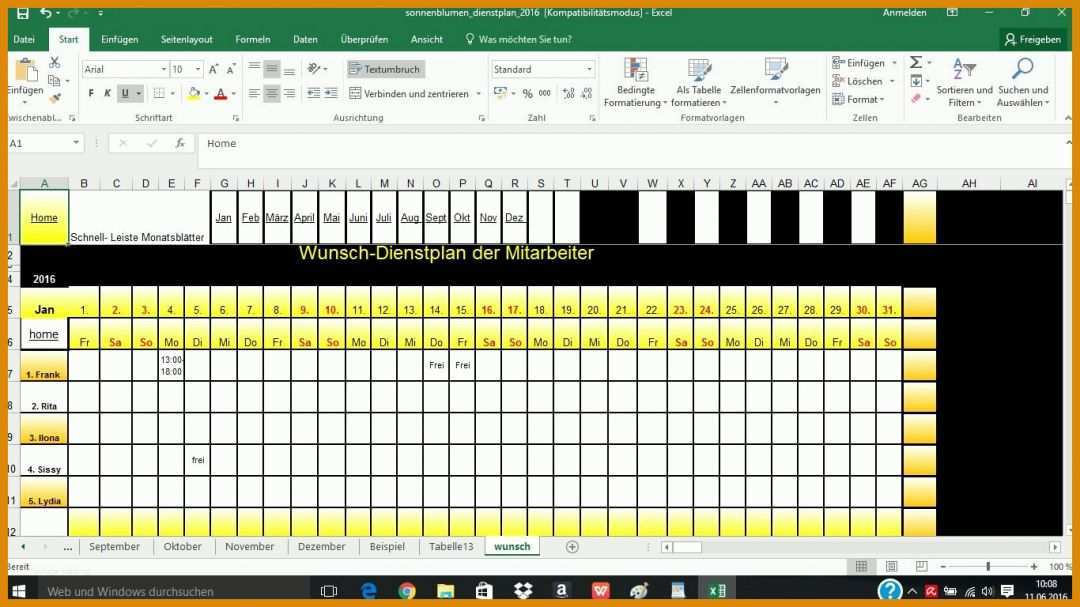 Selten Dienstplan Excel Vorlage 1366x768