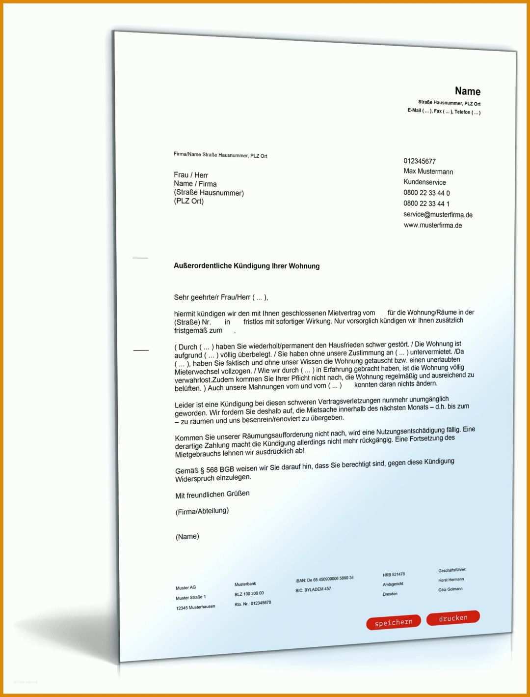 Bestbewertet Kündigung Vermieter Vorlage Pdf 1600x2100