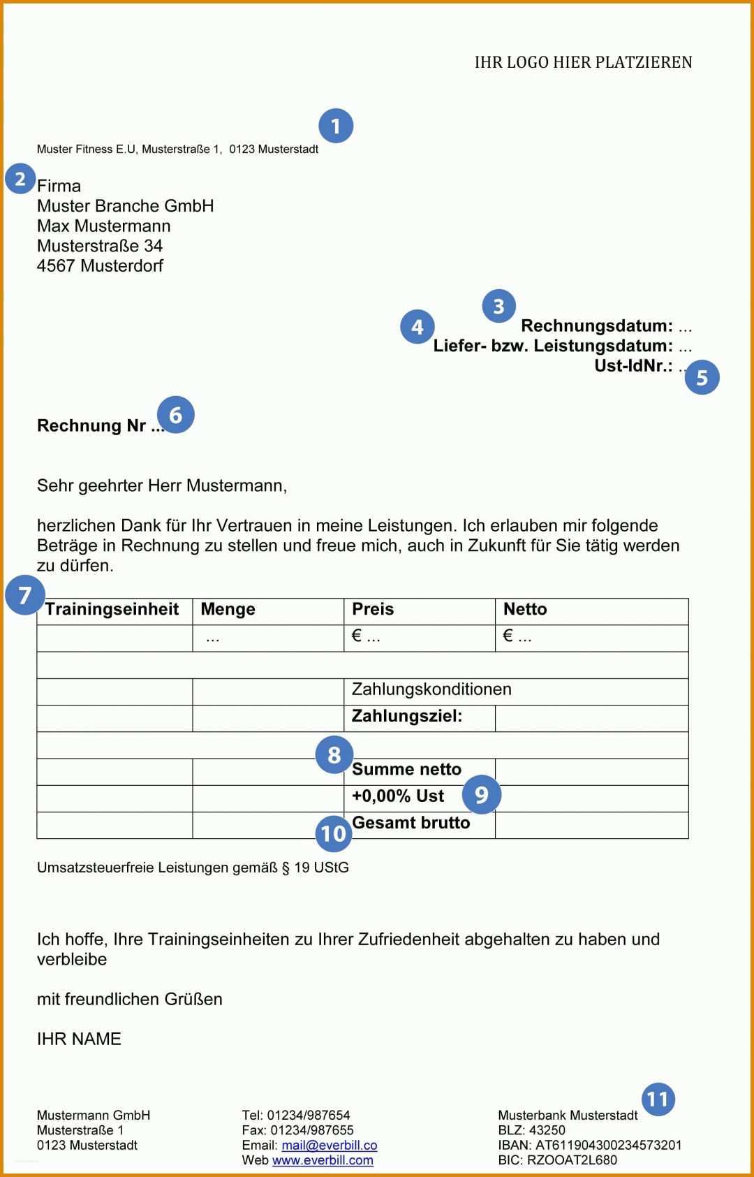 Unglaublich Muster Vorlage Rechnung Kleinunternehmer 2172x3388