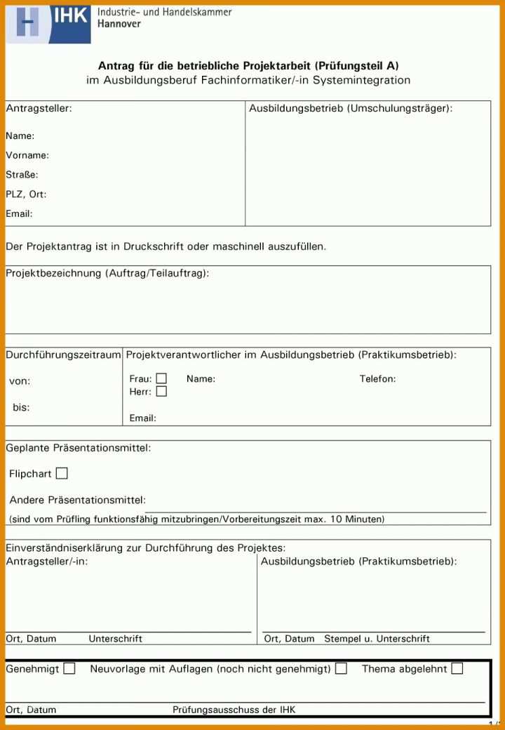 Exklusiv Projektantrag Fachinformatiker Systemintegration Vorlage 960x1387