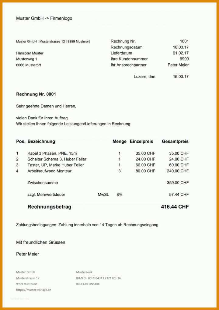 Kreativ Rechnung Privat An Firma Vorlage 868x1227