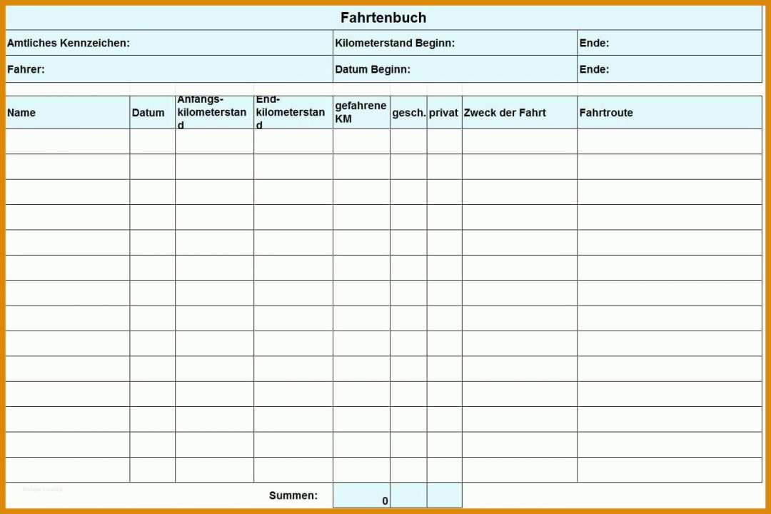 Ideal Fahrtenbuch Vorlage Für Finanzamt 1404x936