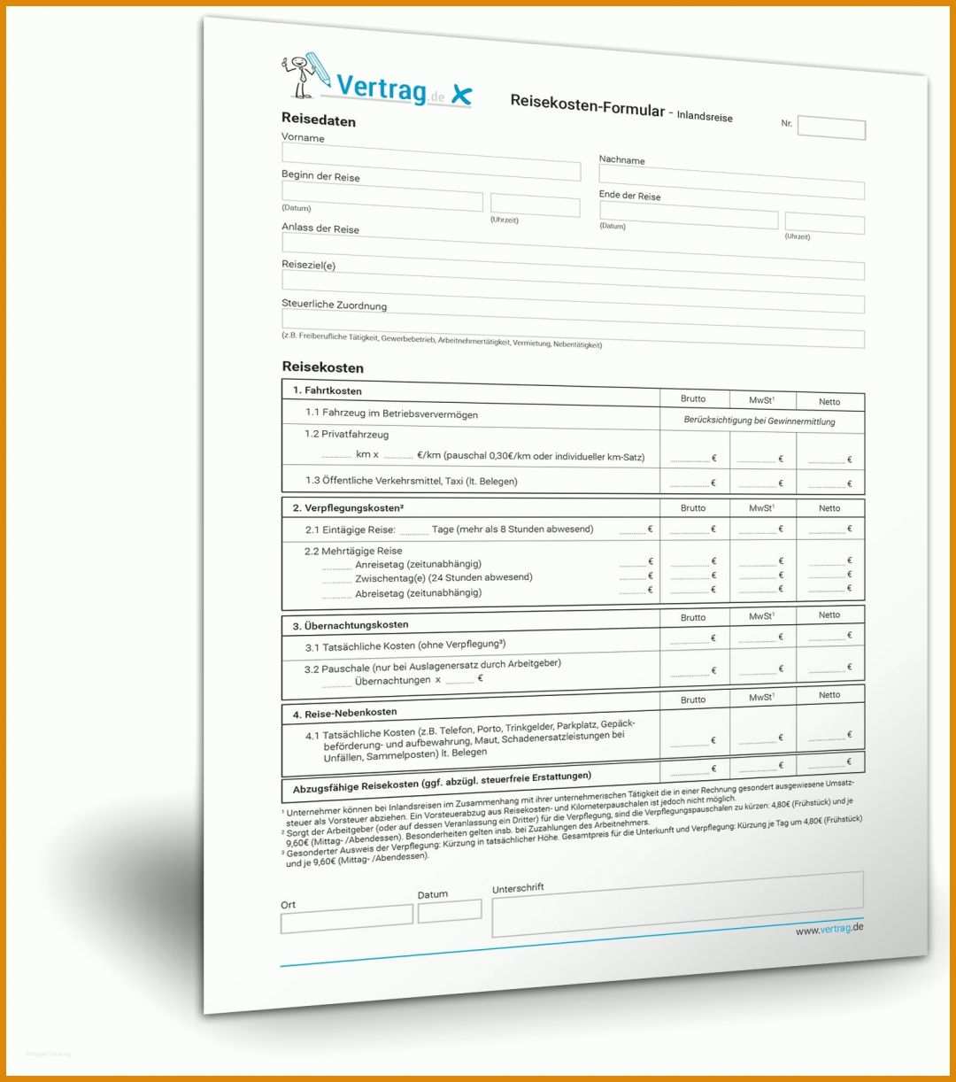 Hervorragend Reisekostenabrechnung 2018 Vorlage 1534x1735