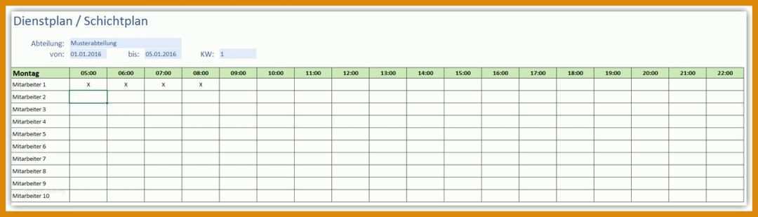 Angepasst Dienstplan Blanko Vorlage 1320x378