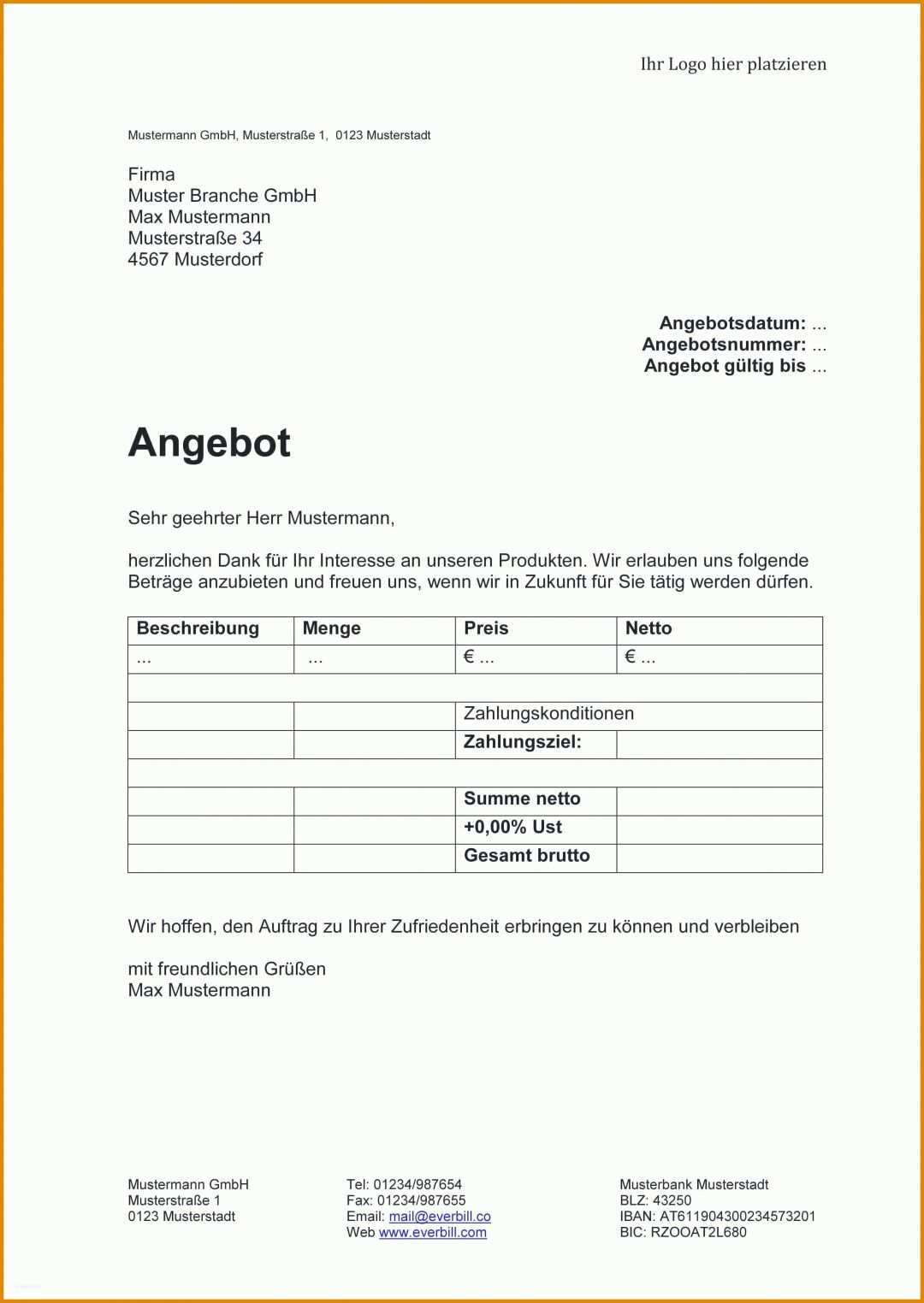 Toll Schriftliches Angebot Vorlage 2498x3526