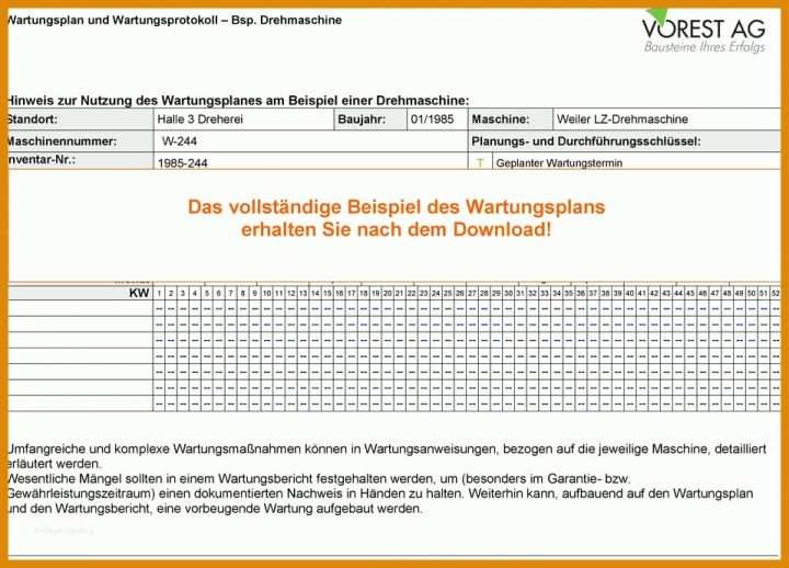 Modisch Wartungsplan Vorlage 959x690