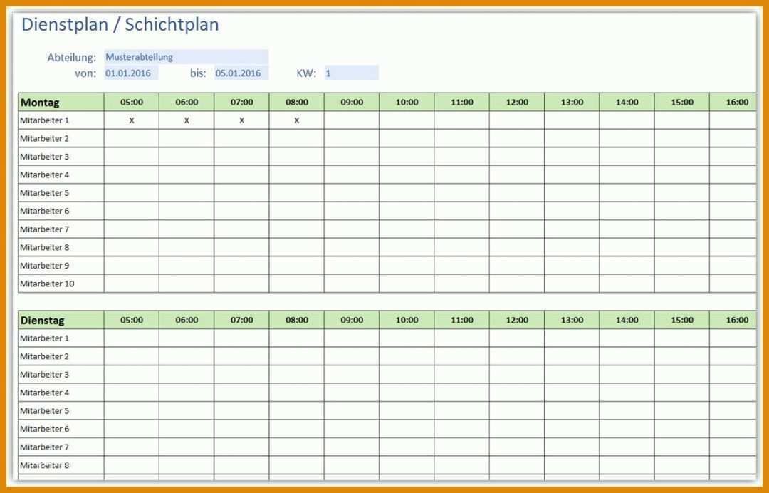 Rühren Dienstplan Blanko Vorlage 1186x760