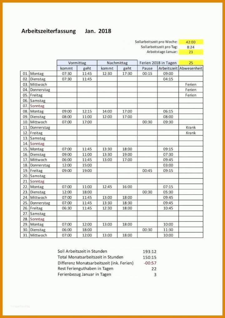 Faszinierend Excel Vorlage Zeiterfassung Mitarbeiter 868x1227