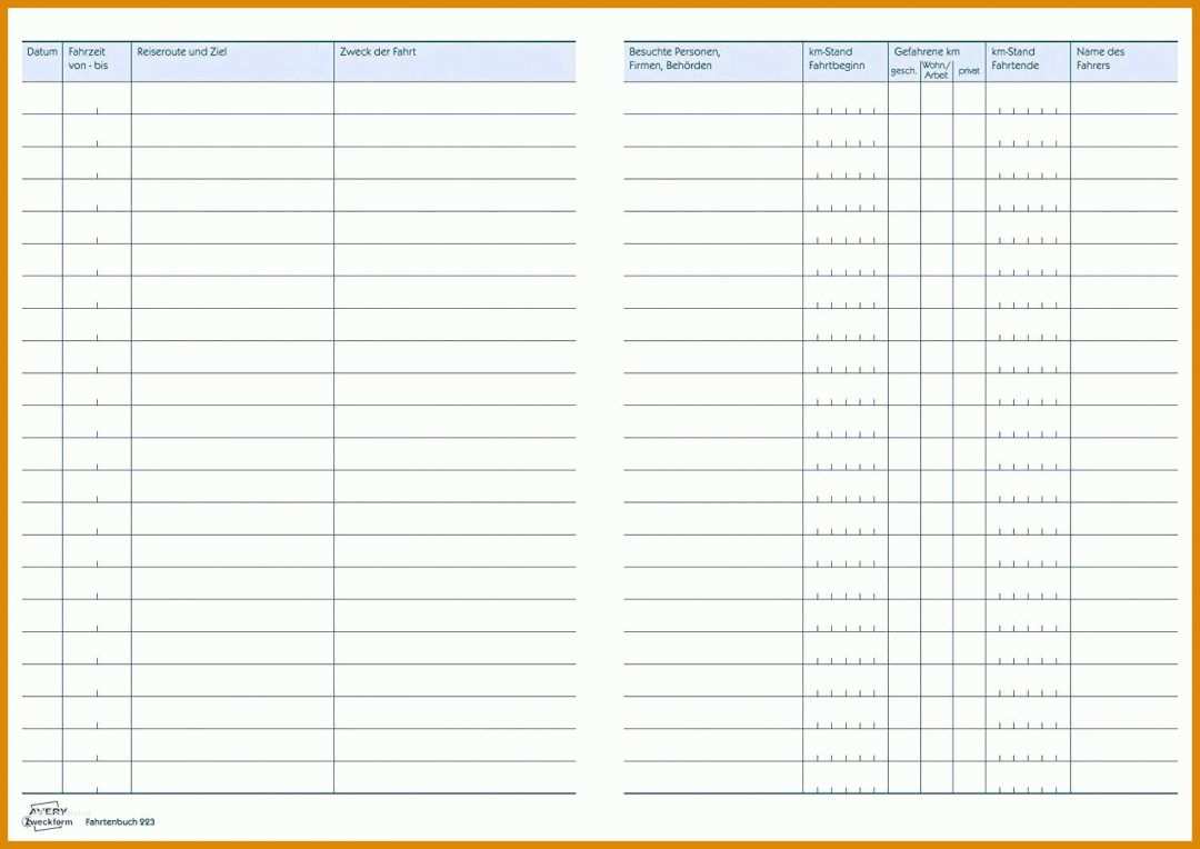 Am Beliebtesten Fahrtenbuch Vorlage Für Finanzamt 1500x1061