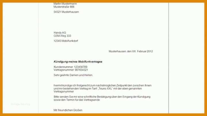 Bestbewertet Handyvertrag Kündigen Email Vorlage 783x441