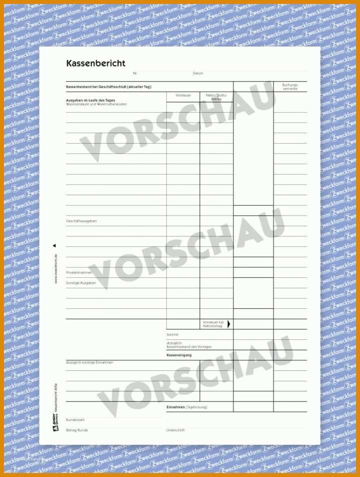 Wunderschönen Kassenbericht Vorlage Pdf 907x1200