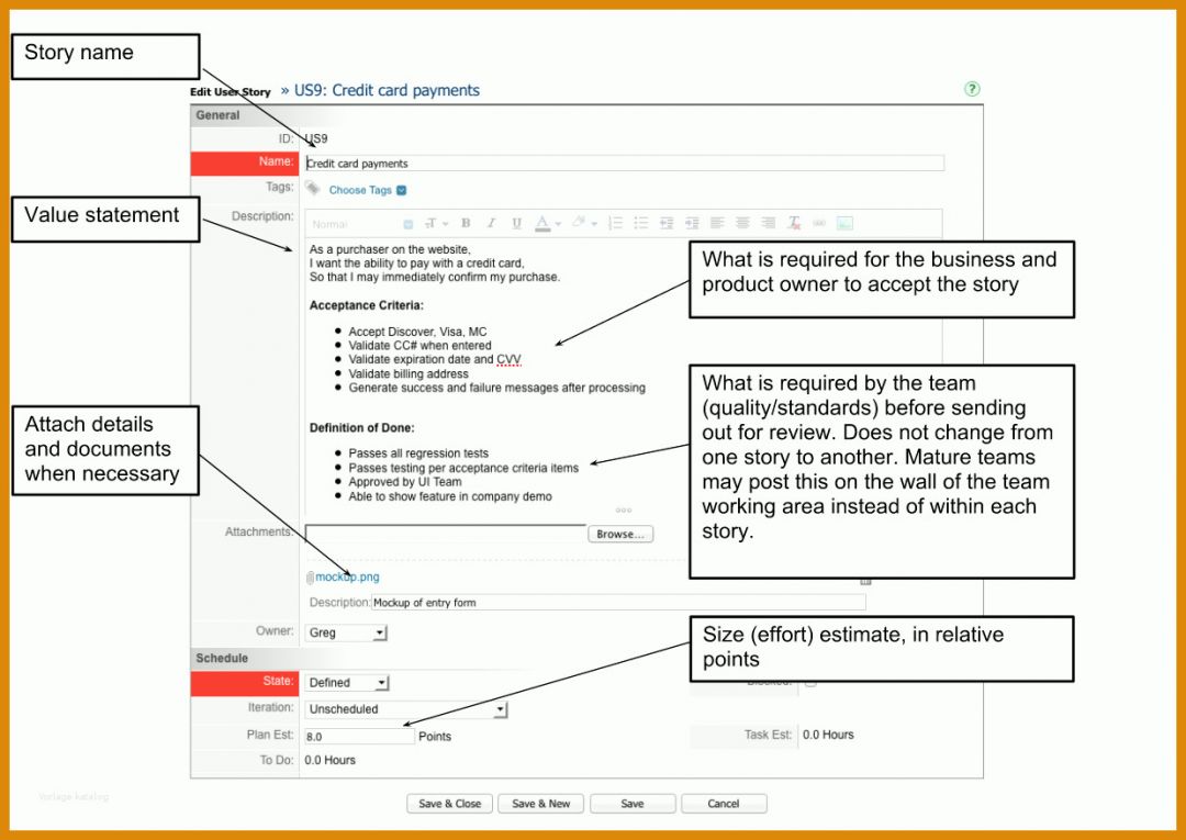 Exklusiv User Story Vorlage Word 1239x878