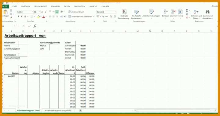 Atemberaubend Excel Vorlage Zeiterfassung Mitarbeiter 1000x529