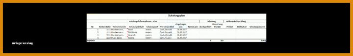 Kreativ Mitarbeiter Schulungsplan Vorlage Excel 1222x197