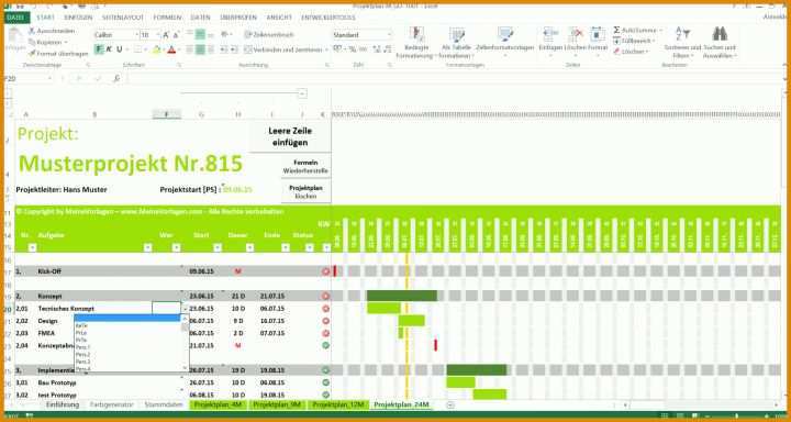 Projektplan Excel Vorlage Kostenlos Projektplan Terminplan