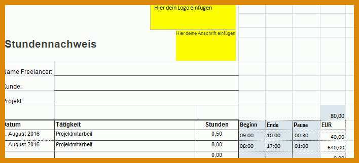 Spektakulär Stundenzettel Vorlage Openoffice 708x322