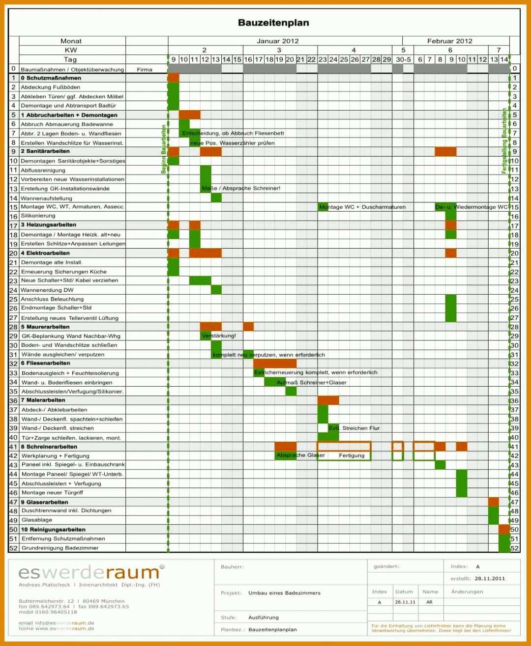 Singular Excel Vorlage Bauzeitenplan 1176x1432