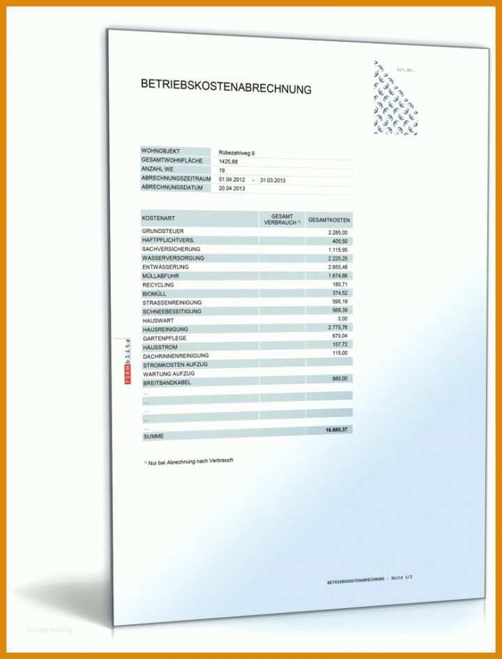 Überraschen Heizkostenabrechnung Vorlage Excel 780x1024