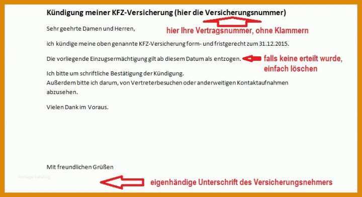 Kündigung Vorlage Kfz Versicherung Versicherung Kundigen Vorlage Allianz