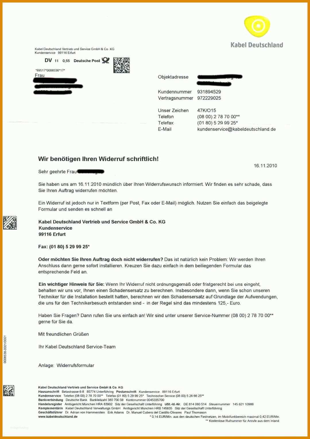 Allerbeste Außerordentliche Kündigung Vorlage Kabel Deutschland 1240x1753