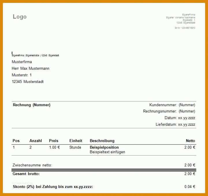 Außergewöhnlich Rechnung Schreiben Kleingewerbe Vorlage 725x683