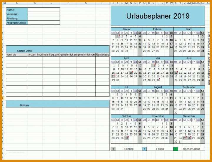 Exklusiv Urlaubsplaner Excel 2019 Vorlage 994x759