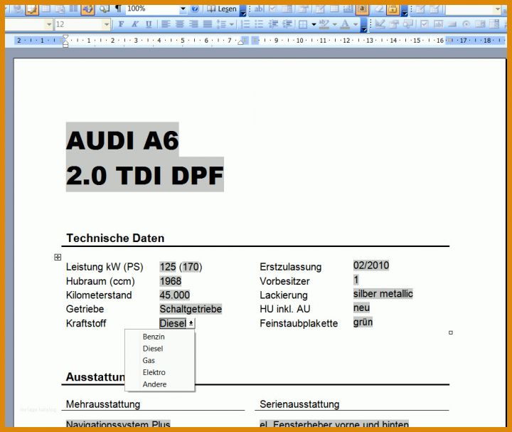 Faszinierend Beschreibung Autoverkauf Vorlage 1033x871