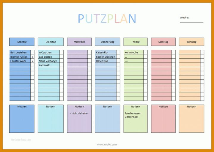 Hervorragen Wochenplan Haushalt Vorlage 790x561