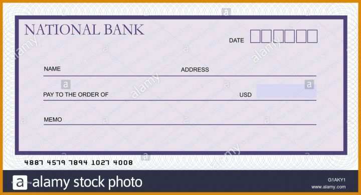 Check Vorlage Stock Photo Blank Bank Cheque Template In Shades Of Violet