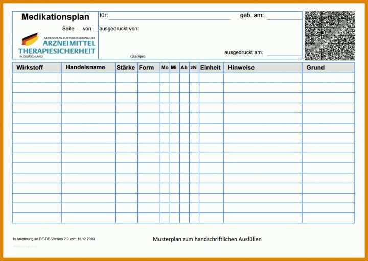 Singular Medikamentenplan Vorlage 1133x804