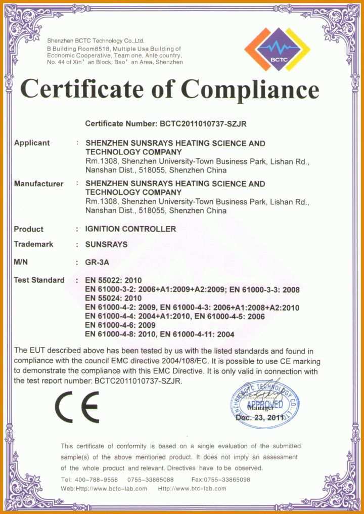 Ideal Certificate Of Compliance Vorlage 1168x1648