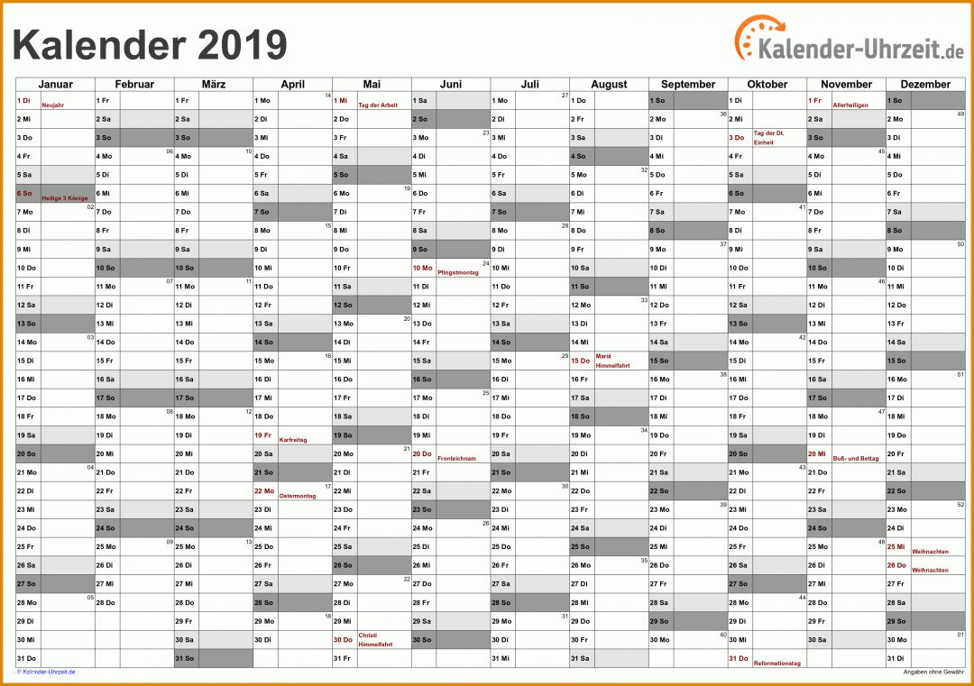 Unvergesslich Kalender 2019 Vorlage 3200x2254