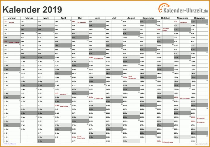 Schockieren Kalender 2019 Vorlage 3200x2254