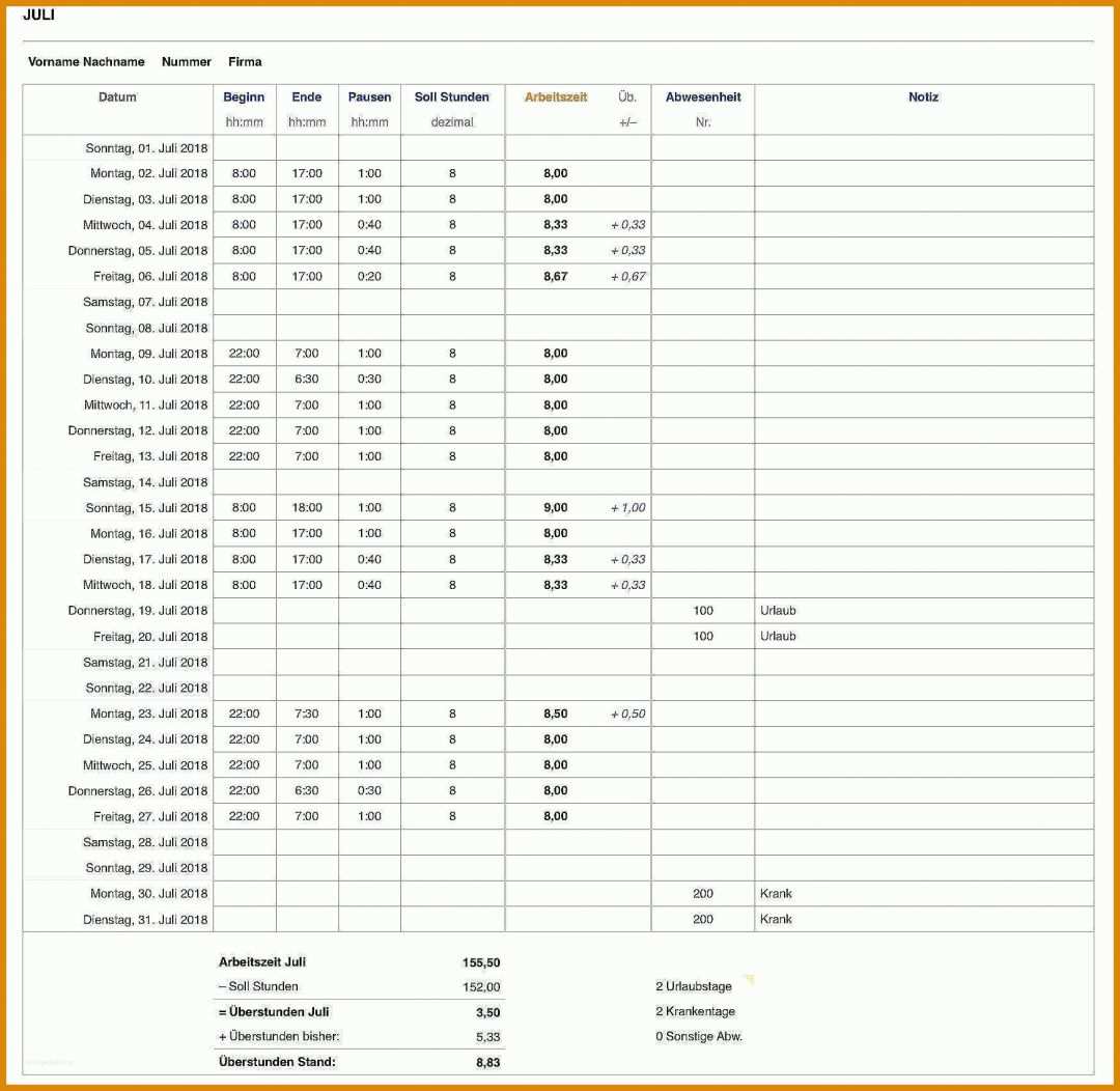 Bestbewertet Vorlage Zur Dokumentation Der Täglichen Arbeitszeit 2019 1750x1704