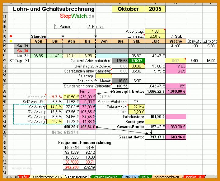 Außergewöhnlich Brutto Netto Rechner Excel Vorlage 767x630