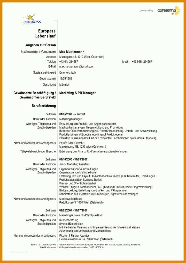 Allerbeste Cv Englisch Vorlage 768x1087