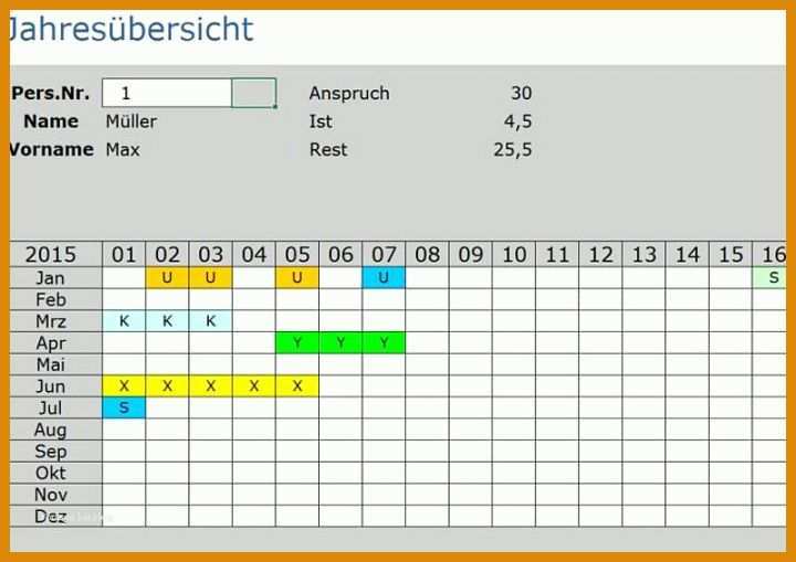 Ideal Urlaubsplaner Excel 2019 Vorlage 800x565