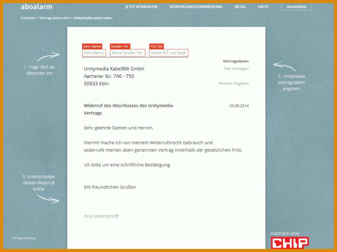 Erstaunlich Vorlage Unitymedia Kündigung 1088x816