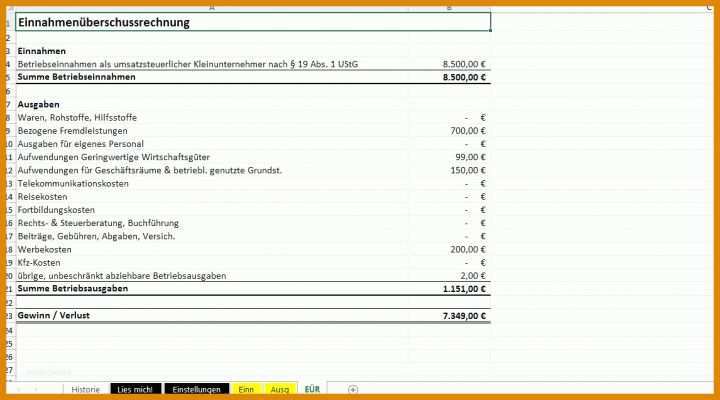 Faszinierend Buchhaltung Kleingewerbe Excel Vorlage 1146x637