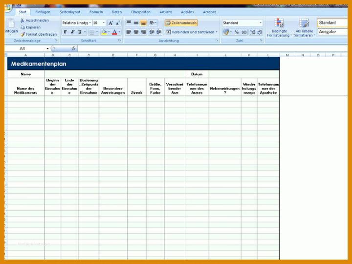 Ausnahmsweise Medikamentenplan Vorlage 800x600