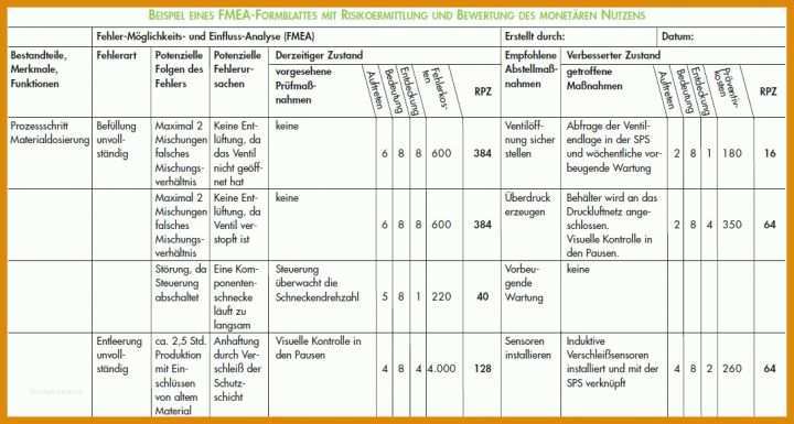 Ausnahmsweise Prozess Fmea Vorlage 1089x583