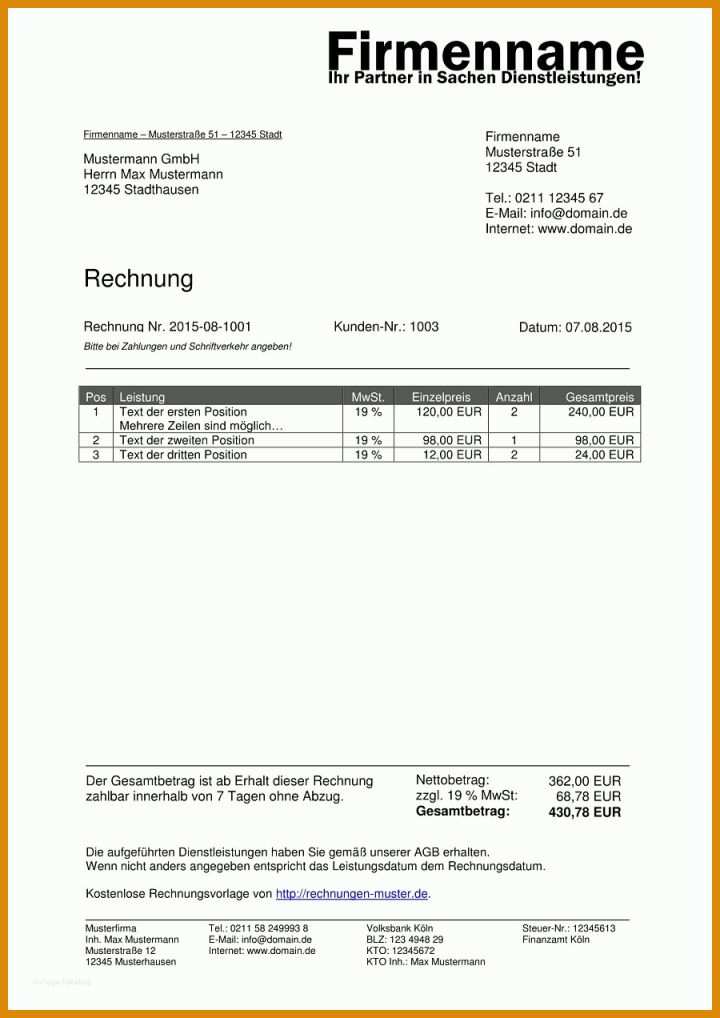 Empfohlen Rechnung Selber Schreiben Vorlage 900x1272