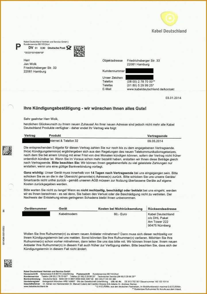 Schockieren Außerordentliche Kündigung Vorlage Kabel Deutschland 2480x3507