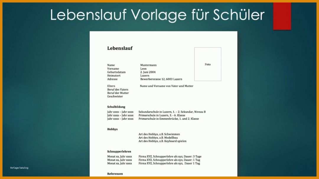 Exklusiv Lebenslauf Schüler Vorlage Word 1280x720