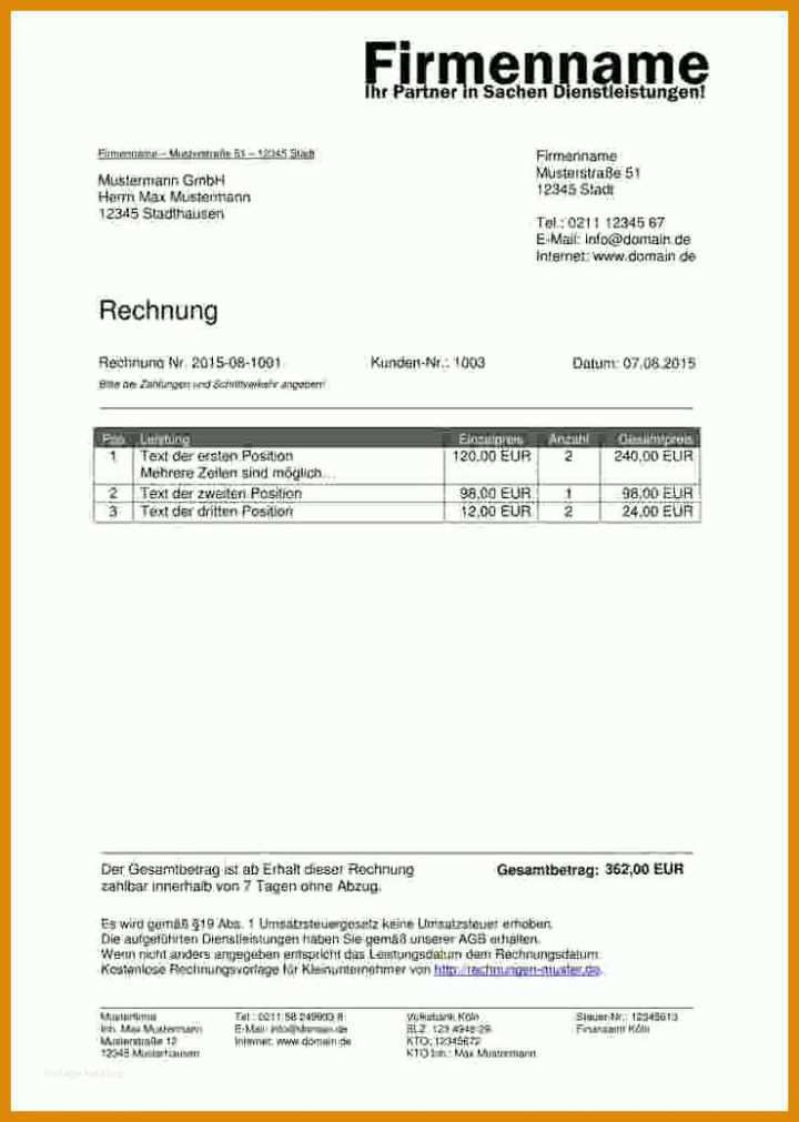 Unvergesslich Proforma Rechnung Vorlage 739x1038