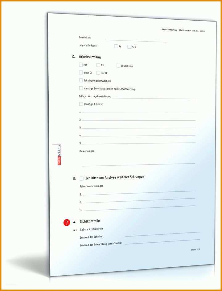 Einzigartig Reparaturauftrag Vorlage 1600x2100