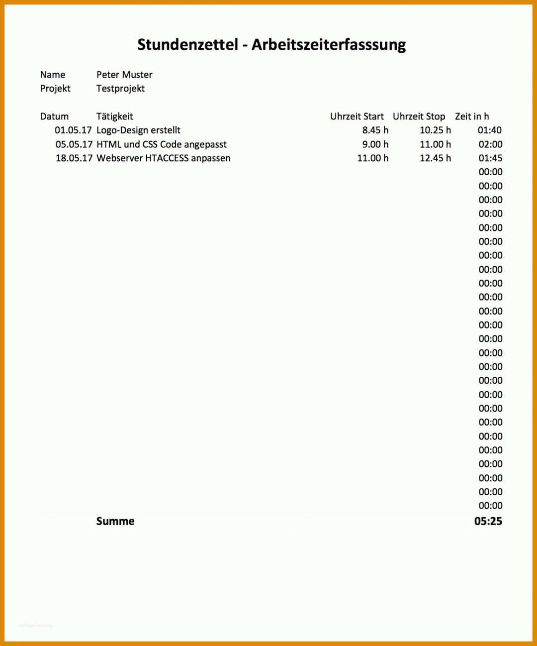 Angepasst Stundenzettel Zeiterfassung Vorlage 1172x1409