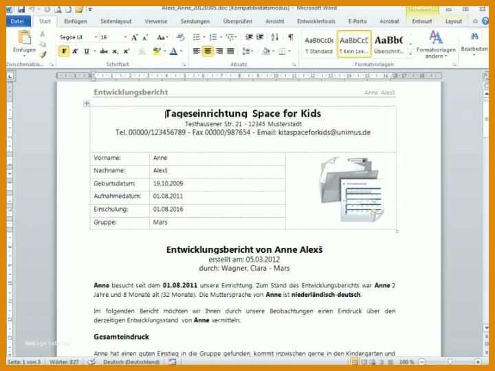 Außergewöhnlich Dokumentation Kindergarten Vorlagen 800x600