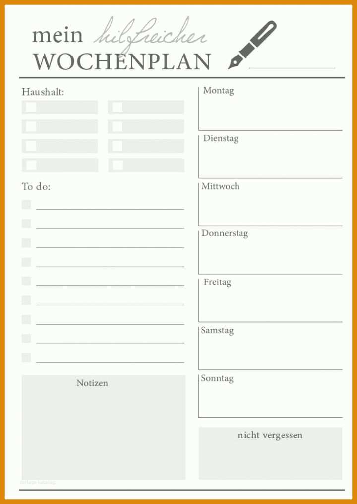 Modisch Wochenplan Haushalt Vorlage 736x1040